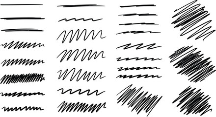 Naklejka premium A collection of various black scribbles and lines on a white background