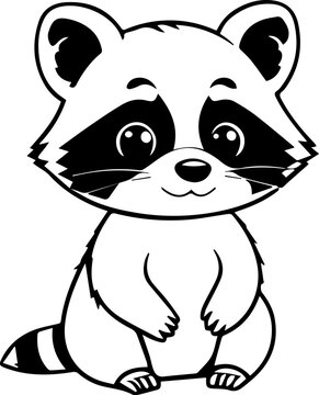 cute happy raccoon character art