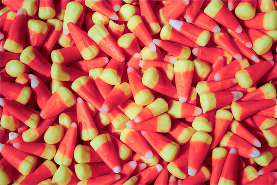 Candy Corn Halloween Background with Full Frame Colorful Seasonal Pattern