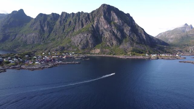 Lofoten Islands Norway, summer scenery with traditional fisherman cabins in the historic village of A, Norway
