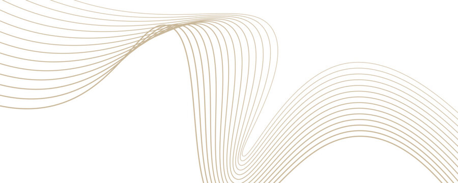 Luxury abstract gold wavy line pattern (kurva guilloche) dengan ruang copy. Warna emas yang elegan, gradien mulus pada latar belakang putih. Tekstur vektor premium bergaris untuk spanduk,