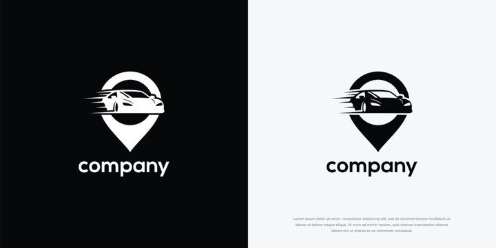 Car Ride Sharing Logo with Location Pin