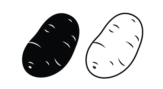 Two potatoes one dark and one light in a striking silhouette