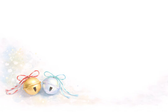 Japanese bells on soft pastel minimal background with large copy space