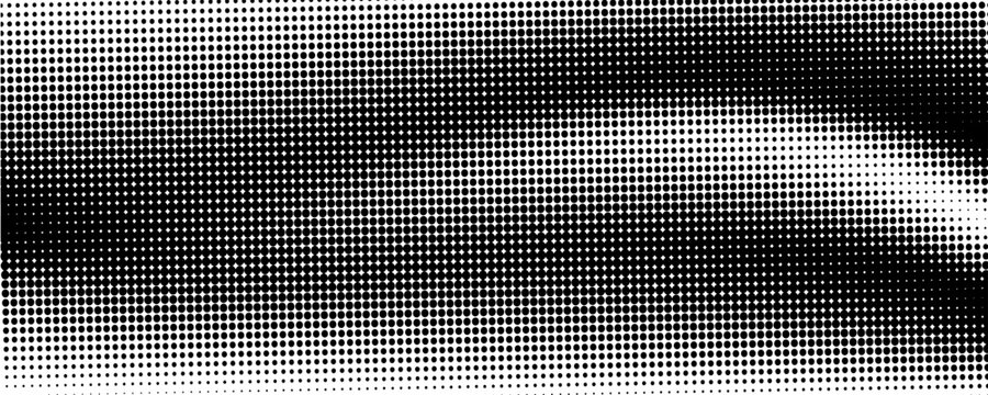 Latar belakang halftone gradien berbintik. Pola titik tanpa batas horizontal dalam gaya pop art. Tekstur bergaya modern abstrak. Ilustrasi vektor.