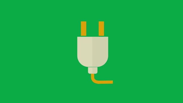 Flat design electric plug animation popping up on green screen background video