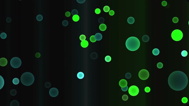 An abstract green background featuring a bright vector illustration of shiny bubbles and blue bokeh circles creates a glowing nature wallpaper design with a liquid drop pattern and soft blur texture