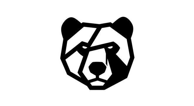 Geometric Panda Bear Head Logo Icon - Low Poly Style