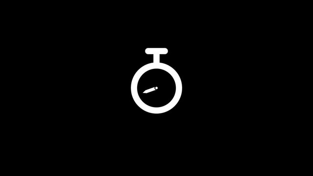 Minimalist depiction of a white clock face with hands on black background