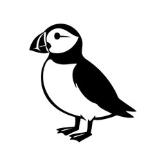 Logotipo con dibujo minimalista con líneas de un frailecillo de pie visto de perfil © teracreonte