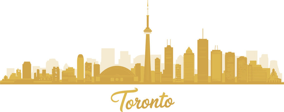 golden toronto canada city skyline panorama with landmarks and modern skyscraper silhouette vector