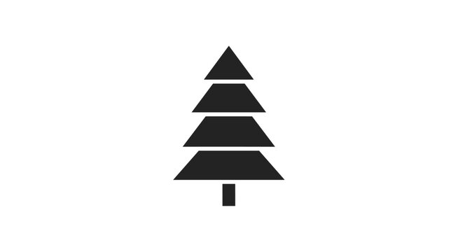 Minimalist Black Pine Tree Icon on White Background