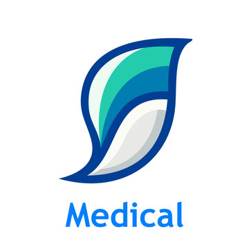 Logo Medical. S&iacute;mbolo de medicina natural. Ilustraci&oacute;n con l&iacute;neas y relleno de color verde de hoja de planta