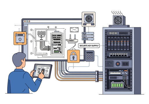 Secure server room management and monitoring with a digital interface and cloud integration