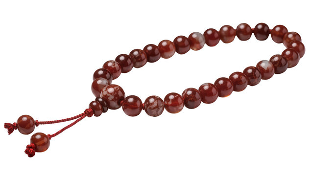 Red Jasper Bead Bracelet with Tassels and Red Cord