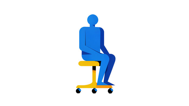 Blue Man Sitting on Yellow Office Rolling Chair
