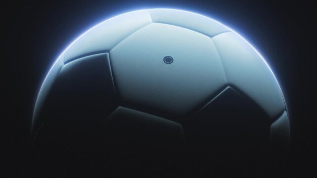 Cinematic Soccer Opener Loop with Glowing Football in Dark Arena, Dramatic Neon Light Sports Intro Background