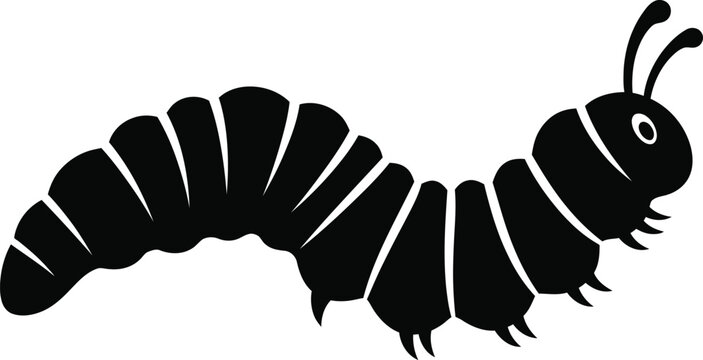 Caterpillar silhouette crawling larva insect black vector isolated