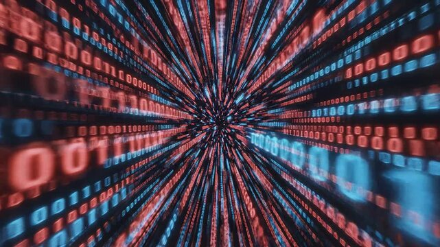 Digital binary code tunnel for commercial backgrounds, digital design, and advertising