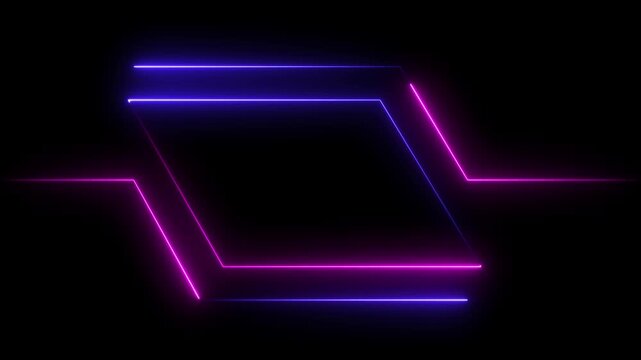 Abstract neon squares and lines on a black background vibrant and modern