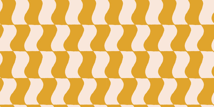 Vector hand drawn seamless pattern in simple doodle sketchy wavy and groovy naive style