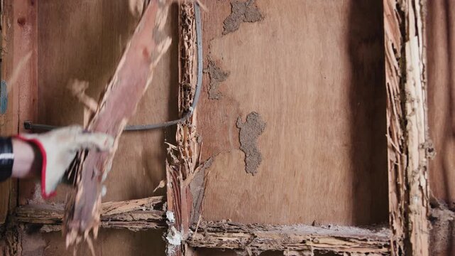 Look how easily a wall falls apart after a termite infestation. It can be crumbled by hand.