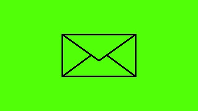 A simple black envelope with a white x mark on a bright green background