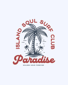 Island Soul Surf Club Paradise Golden Hood Forever with Palm Tre