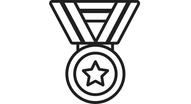 Medal with star symbol on ribbon.