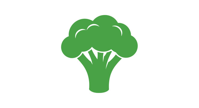 A vibrant green broccoli head depicted in a flat silhouette
