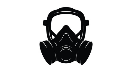 Black gas mask design on a white background striking silhouette © Abir