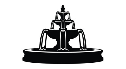 Elegant tiered fountain design a striking black silhouette © Abir