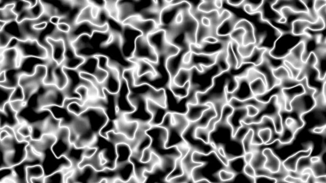 Abstract liquid plasma motion background, glowing white energy waves on black, seamless looping caustic texture for video overlays
