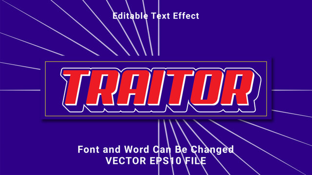 editable 3d traitor text effect.typhography logo