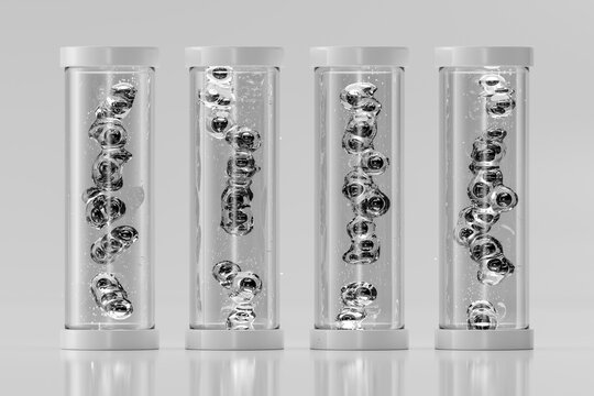 3D transparent bubble vessel with liquid column and glass tube