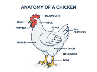 Anatomy of a Chicken A Detailed Diagram Illustrating the Different Parts of a Fowl © Chico Store