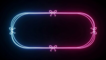 Obraz premium Glowing ribbon with decorative bows in a circular frame against dark background