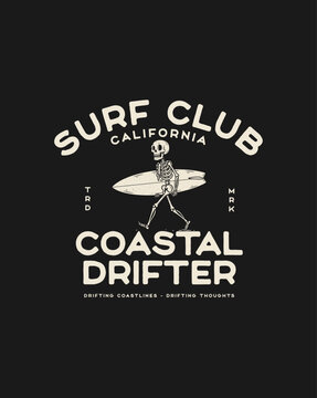 Skeleton Surfer Coastal Drifter Surf Club California.