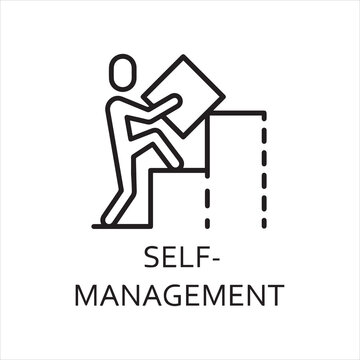 line vector icon self-management as man builds a graph