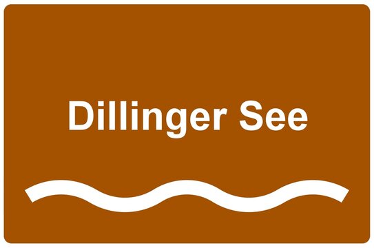 Illustration eines Namensschildes f&uuml;r den "Dillinger See" im Saarland