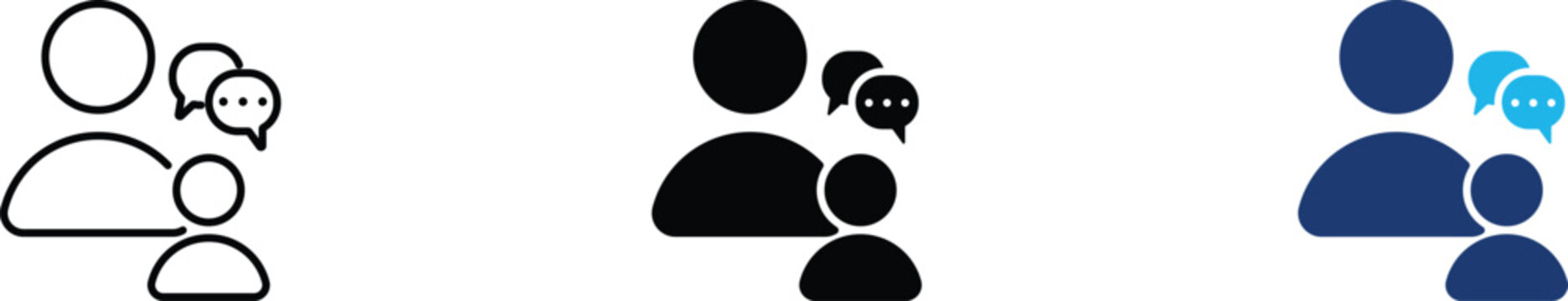 Public feedback icon showing professional stakeholder dialogue and collective user communication. Professional illustration for customer support services, and community engagement programs.
