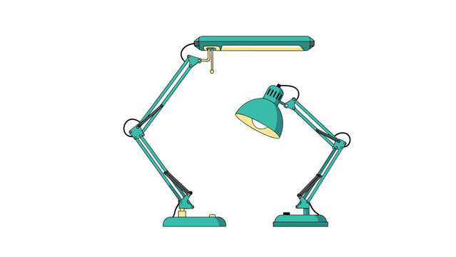 Pair of classic adjustable architect desk lamps in a stylish teal color are shown against a clean and simple white background.