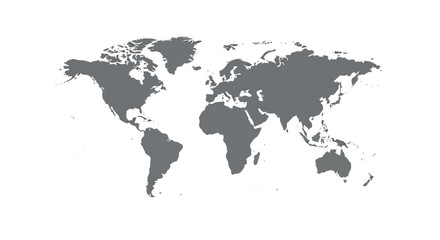 Fototapeta premium Gray silhouette of a world map on a white background
