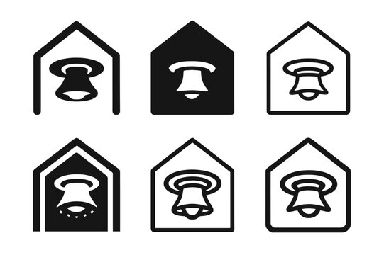 Lighting Logo Variations. Lighting design for the home. Icon set. Set Logo of lighting design for the home: recessed ceiling light. harmonious logo variations