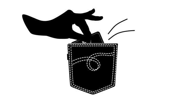 Pickpocket symbol, black isolated silhouette