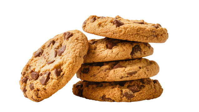 Stacked Chocolate Chip Cookies with Scattered Crumbs