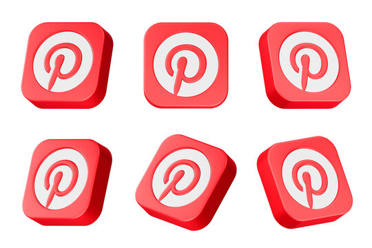 3D icons Pinterest social media platform. 