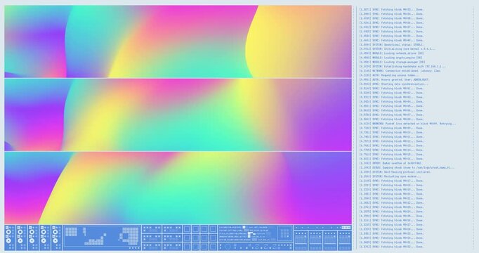 Abstract vibrant gradient tunnel loop with geometric shapes and soft blur