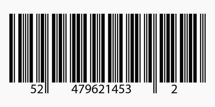 EAN barcode element, linear code for inventory and checkout scanning. Black stripes on white. Vector label for retail and logistics use.