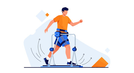 Fototapeta premium Innovative gait rehabilitation: A graphic illustration of assisted walking technology aiding